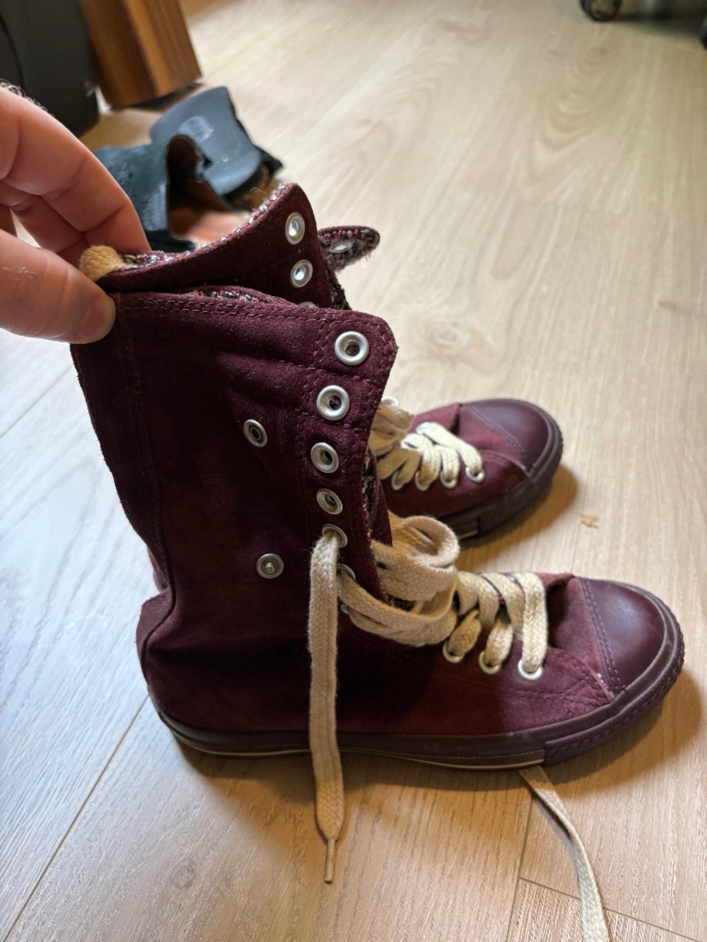 Converse Chuck Taylor All Star Hi Tweed Fold Down Sneaker *burgundy, never worn!